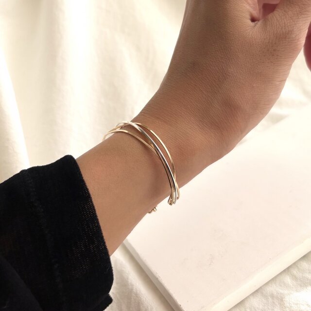14kgf×silver925 diagonal bangle バングル 4連 | iichi 日々の暮らし