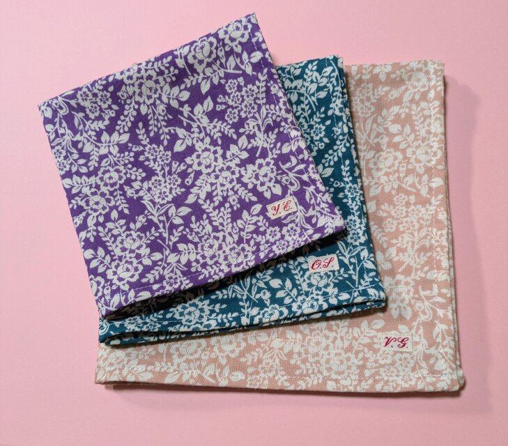 PURE*Wガーゼハンカチ*YUWA花柄 3サイズセット