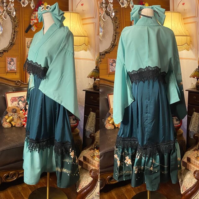 着物 ワンピース パーティー ドレス 和洋折衷 コラージュ