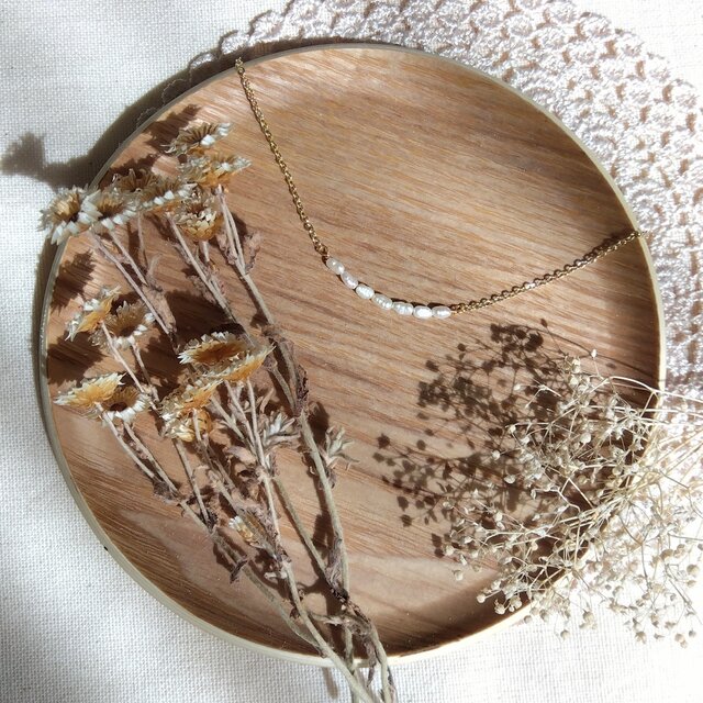 14kgf ７連淡水ライスパールのネックレス