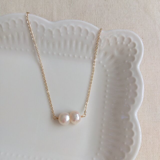 【 希少 】14kgf うるつや淡水スノーマンパールのネックレス