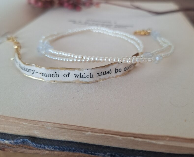 no.085 白波ジェイドとデンドリック　一点物 時の欠片 ブレスレット Fragments of Time Bracelet ― White