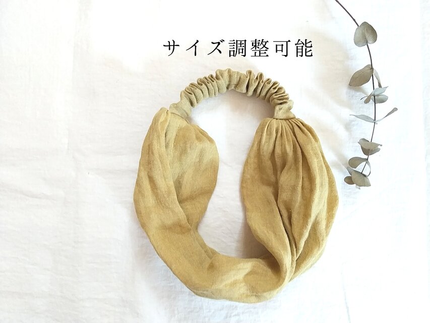 調整可能リネンのターバン...イエロー...薄手
