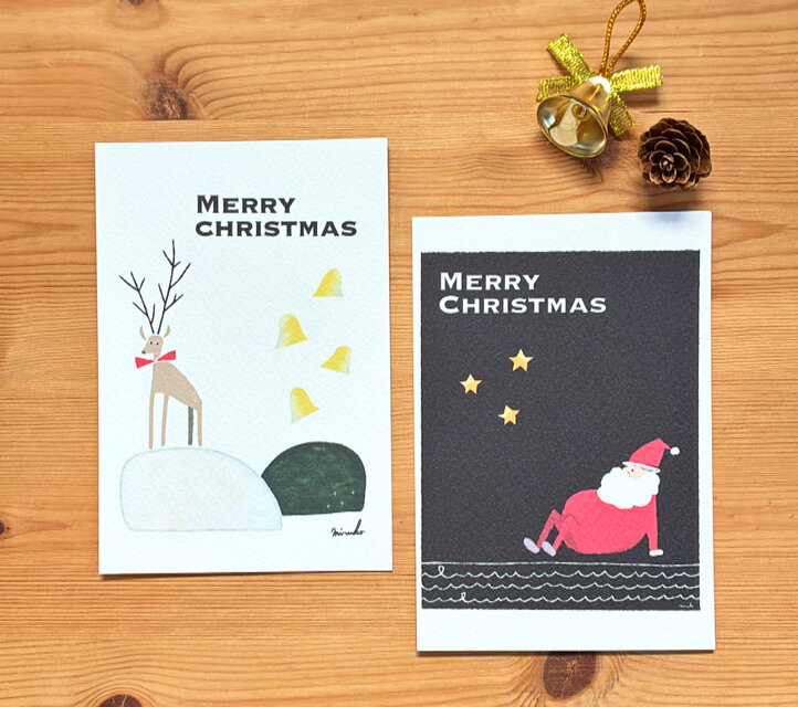 【クリスマス】【クリスマスカード】絵本みたいなトナカイとサンタのポストカード★【ポストカード】