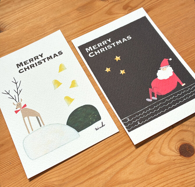 クリスマス】【クリスマスカード】絵本みたいなトナカイとサンタの