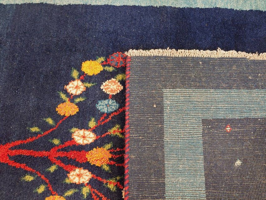 ペルシャ ギャッベ リビングサイズ ラグ 173x125㎝ ザクロの木 青色