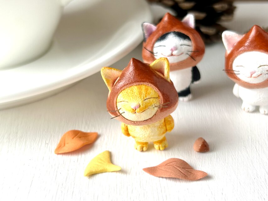 栗をかぶった猫さん(黄トラ)