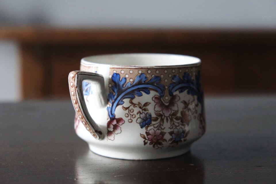 Boch Frères Keramis OLGA 手彩色 ショコラ カップ & ソーサー