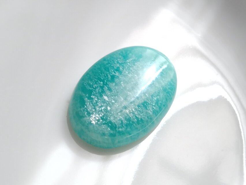 no.0472 寒露のアマゾナイト アマゾナイト 28x18mm ルース | iichi 日々の暮らしを心地よくする
