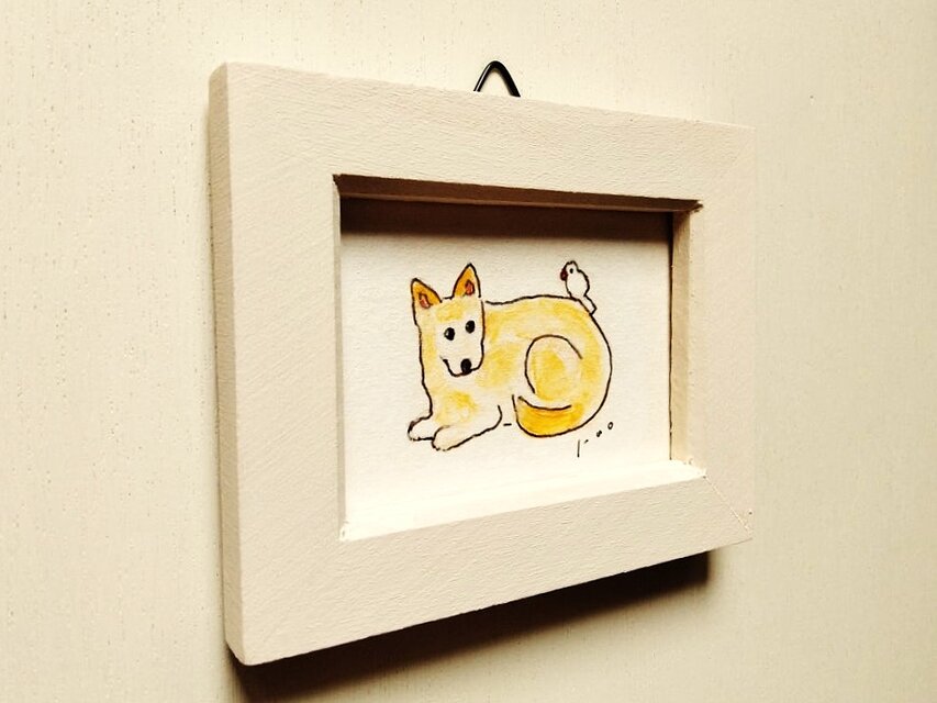 受注制作】ミニ原画「仲良し」・イラスト・水彩・犬の絵・送料無料