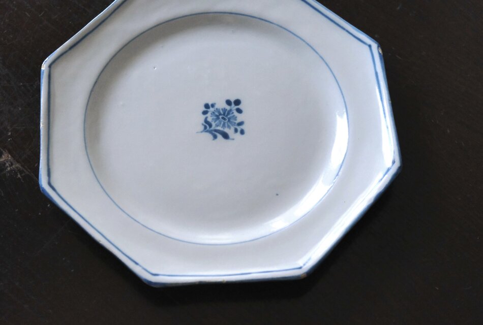 フランスアンティーク 　ムスティエ　オクトゴナル　プレート　Φ21.8cm フランスアンティーク ムスティエオクトゴナルプレートΦ21.8cm