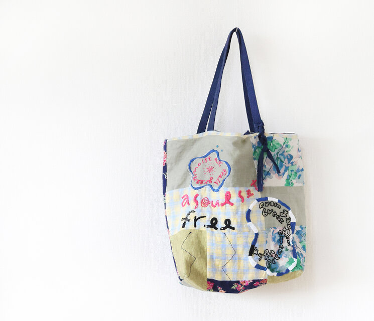 ハンドステッチメッセージバッグlove green -2waybag