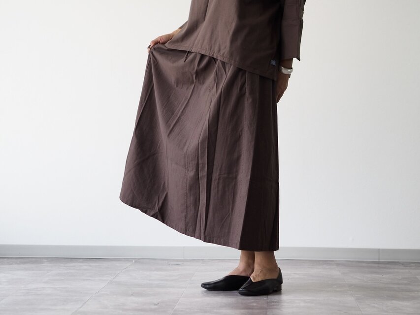 着丈が選べる、四枚はぎ起毛コットンフレアスカート/ブラウン