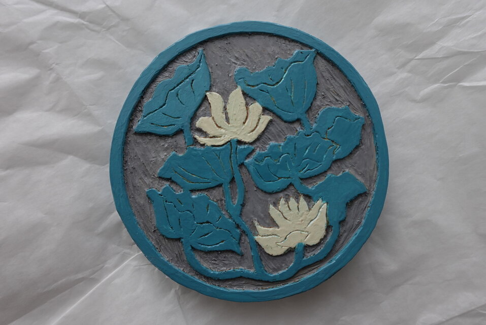 木彫レリーフ　蓮