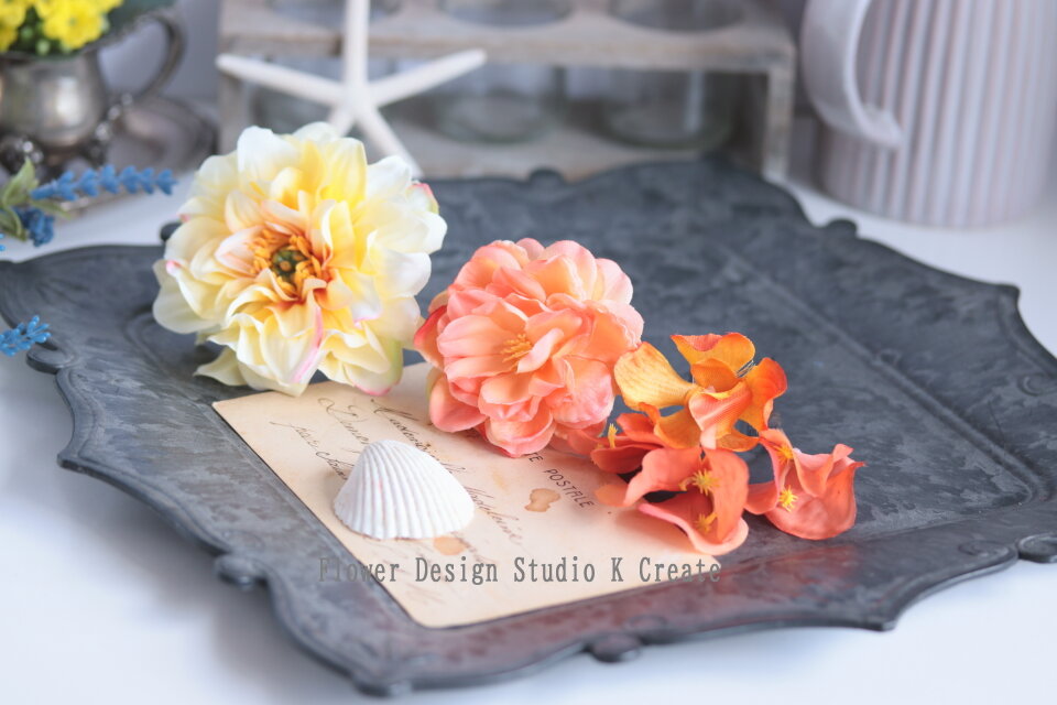 リゾートウェディングに♡クリームイエローのダリアとプルメリアの