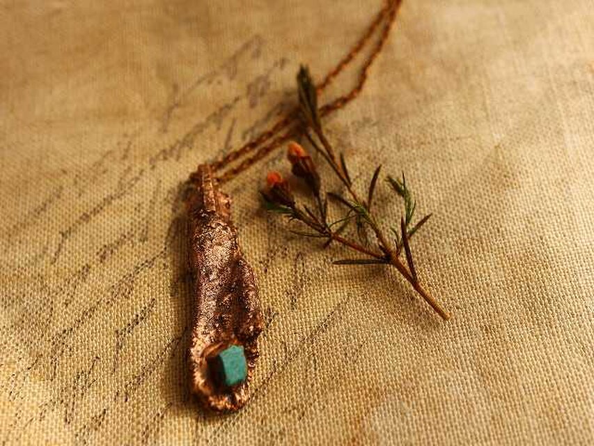 コッパー＊クリソコラ＊真鍮ネックレス＊E-1