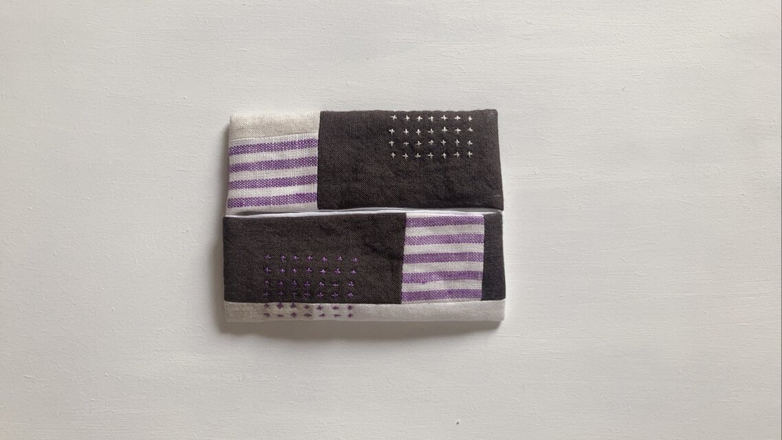ポケットティッシュカバー　purple&brown