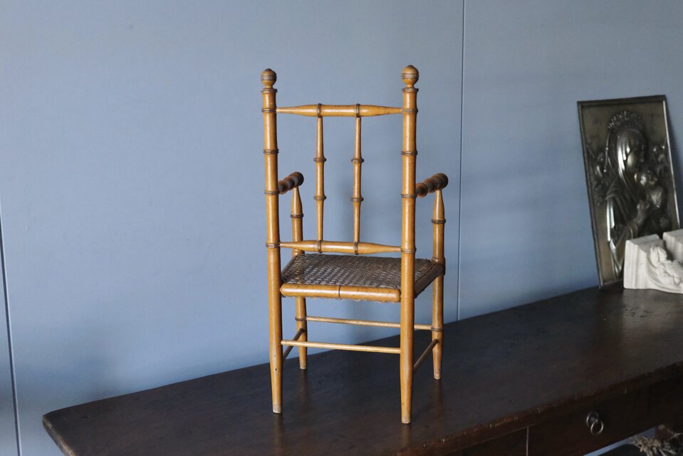 フランスアンティーク ドールチェア 木製 ドール チェア バンブー h50.5cm フランス アンティーク 0502372