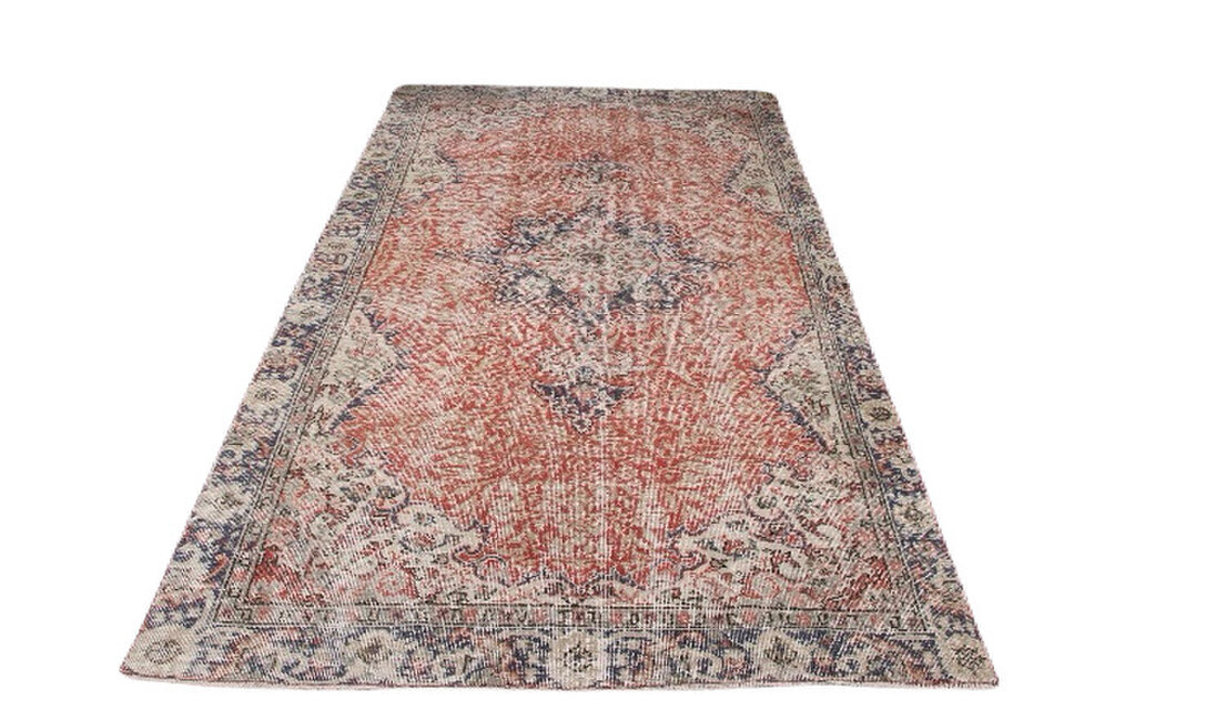 超大判 コーラルレッド 265×144 トルコヴィンテージラグ メダリオン