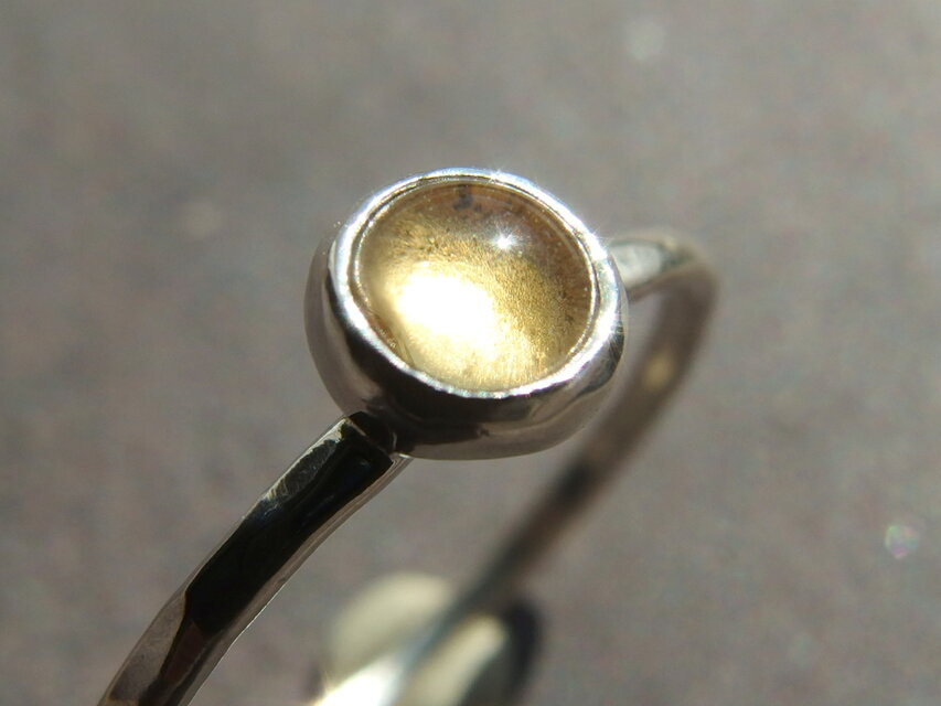 シトリン一粒リング　【silver】　4㎜　カボション　11月の誕生石