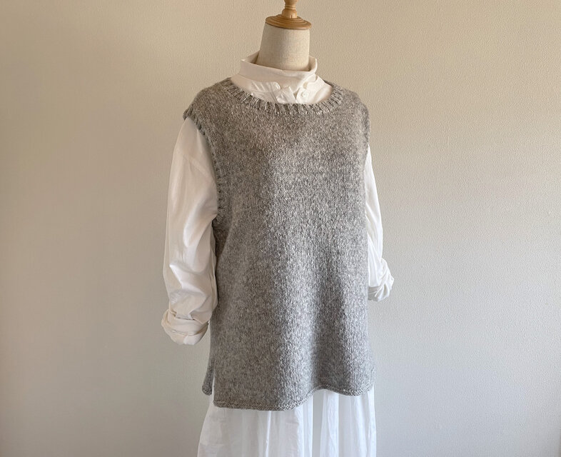 かぐれ 24AW カラーネップアルパカニットベスト グレー ウール シルク