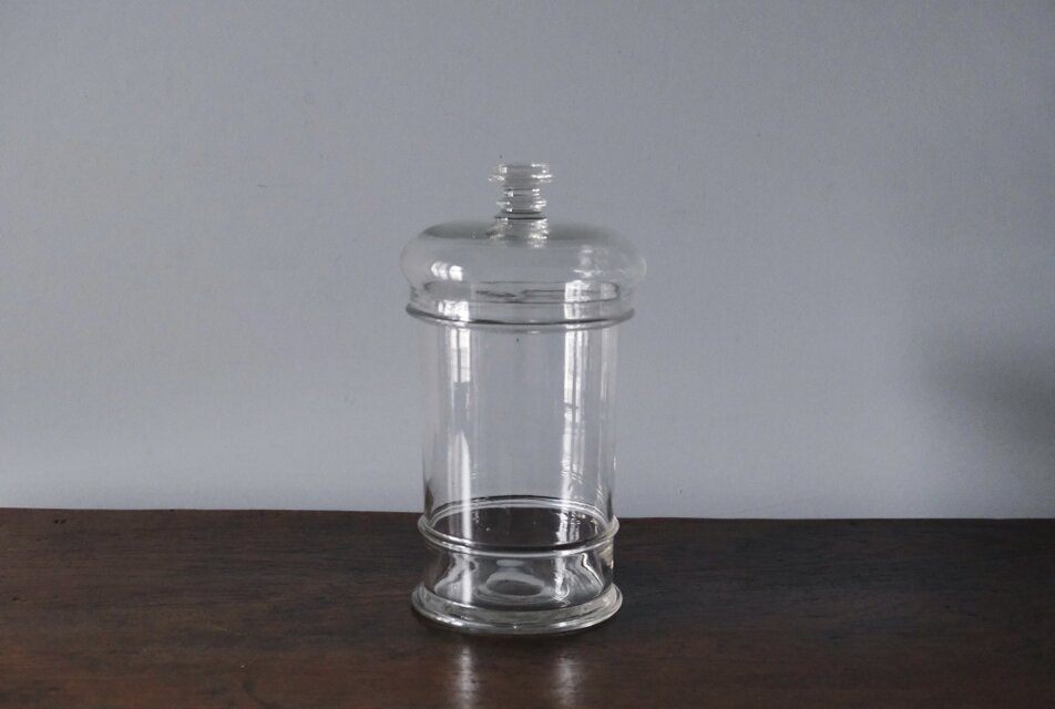 ガラス ボンボニエール 蓋付 ポット キャニスター h26.3cm フランス アンティーク 0502356