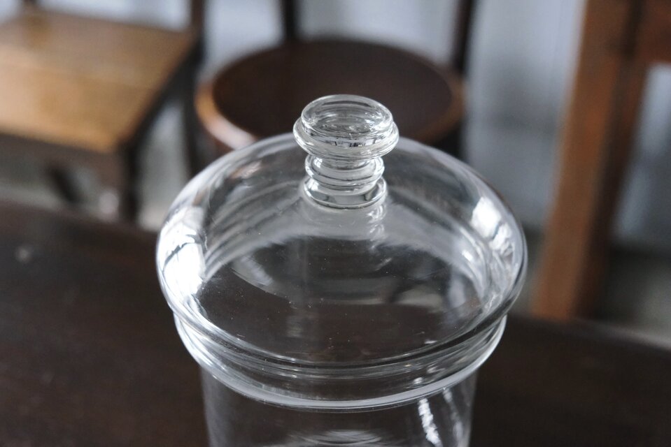 アンティーク　ハーブ　ガラス瓶　ボトル　キャニスター アンティーク ハーブ ガラス瓶 ボトル キャニスター 青花柄 蓋付き