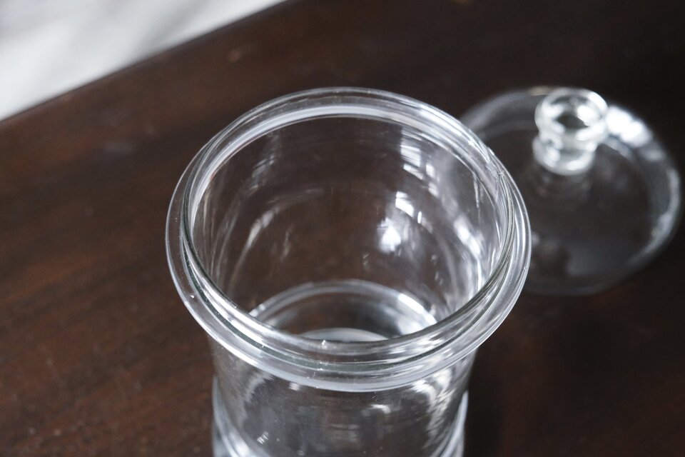 ガラス ボンボニエール 蓋付 ポット キャニスター h26.3cm フランス