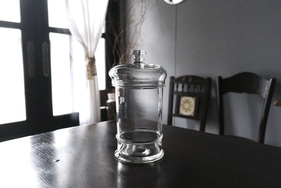 ガラス ボンボニエール 蓋付 ポット キャニスター h26.3cm フランス