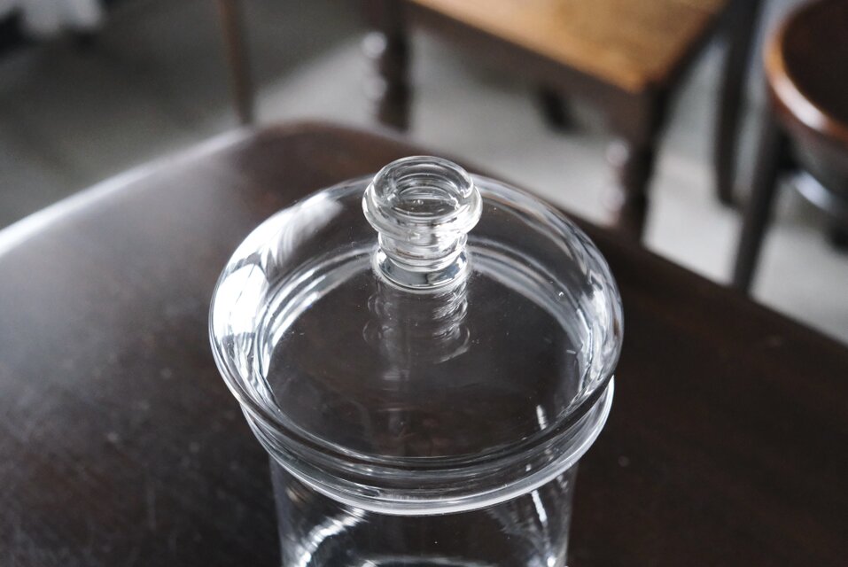 ガラス ボンボニエール 蓋付 ポット キャニスター h26.3cm フランス