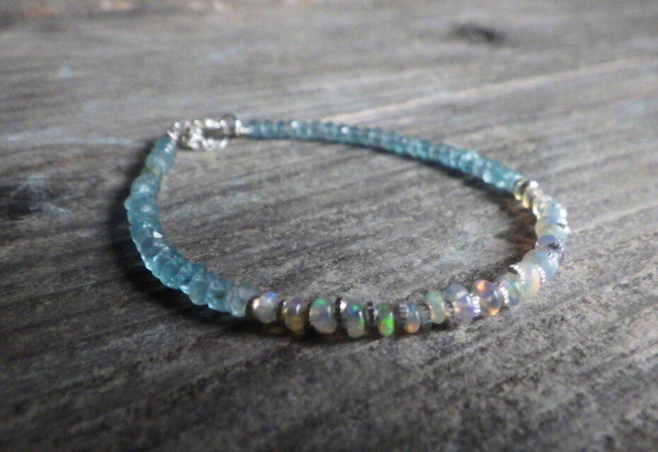 sv925＊Opal & Sea Bracelet プレシャスオパール＆アパタイト 