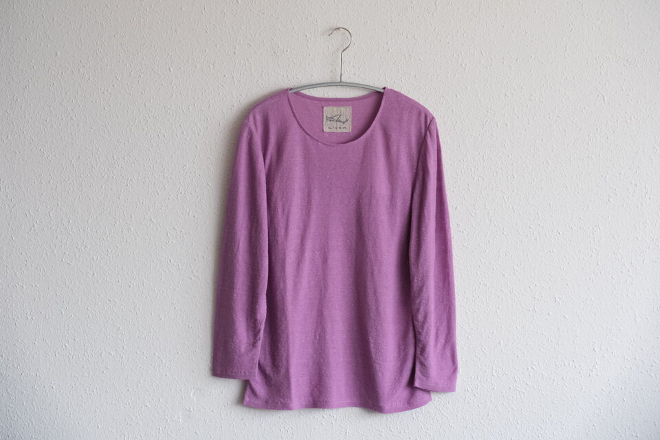 リネンコットンアンダーウェア　7分袖（モーブ・レディースLサイズ）