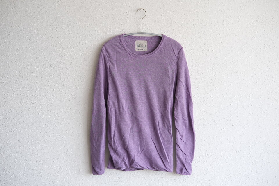 リネンニット women/M 二重長袖プルオーバー（パープル）