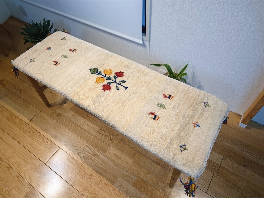 11/2迄iichi限定目玉】ペルシャ ギャッベ ミニランナー ラグ　118x40㎝　花　RJ14508