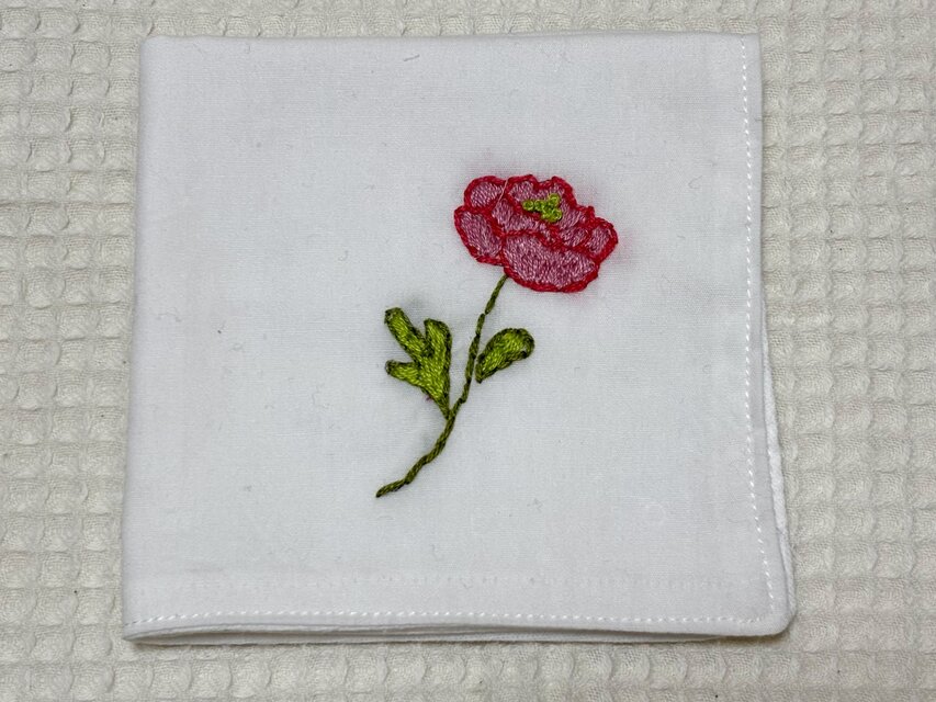 手刺繍ハンカチ（薔薇 ）