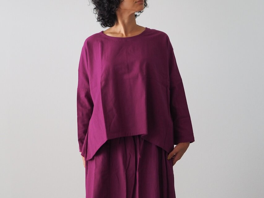 ふわっと起毛コットン、シンプル長袖トップス/ブーゲンビリア