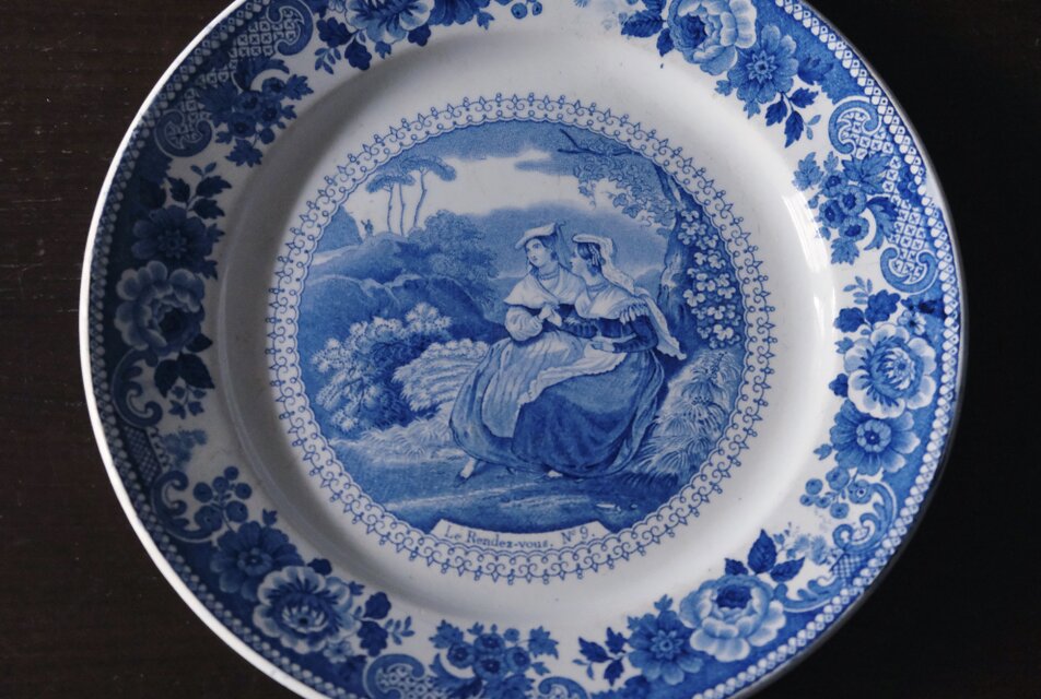 Choisy le Roi フランス アンティークプレート 皿 古道具グリザイユ Choisy le Roi フランス アンティークプレート 皿 古道具グリザイユ