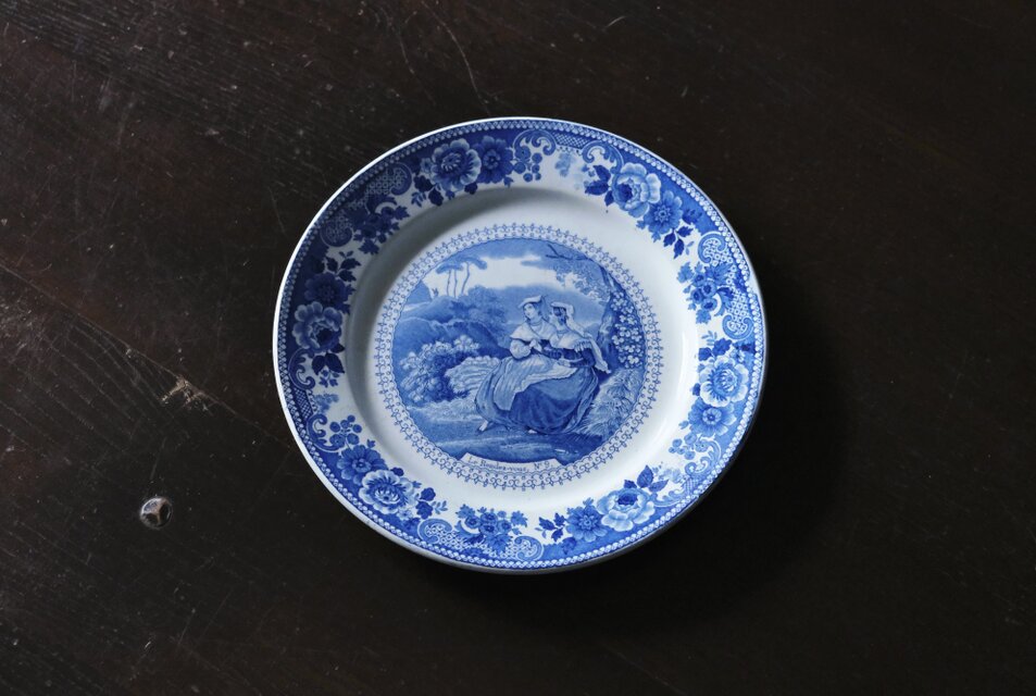 Choisy le Roi フランス アンティークプレート 皿 古道具グリザイユ Choisy le Roi フランス アンティークプレート 皿 古道具グリザイユ