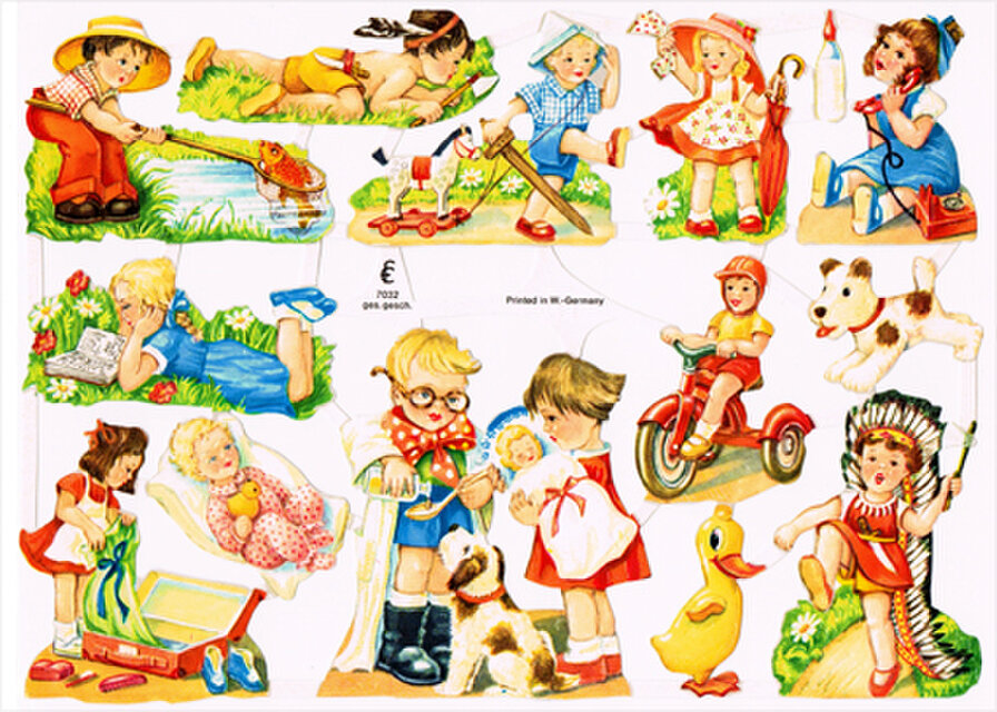 ドイツ製クロモス 原っぱで遊ぶ子供 ラメなし　 DA-CHRY033（Made in Germany)