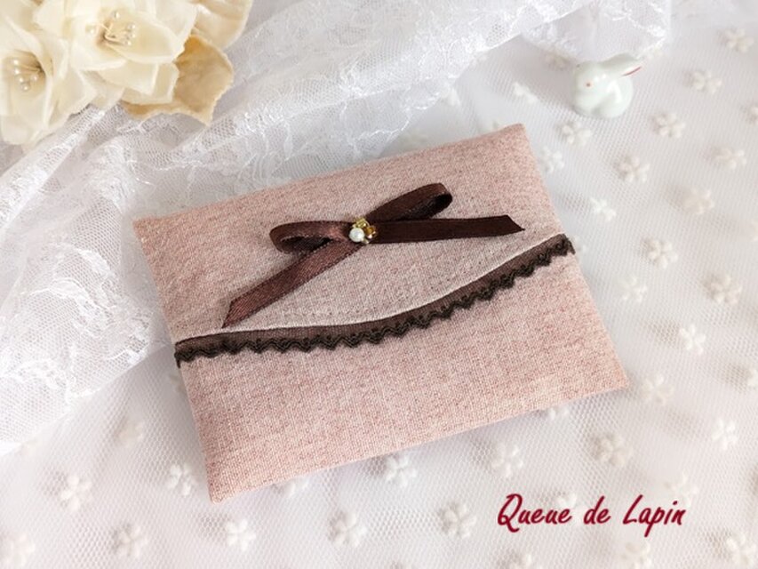 大人可愛いポケットティッシュケース（ピンク×ブラウン）