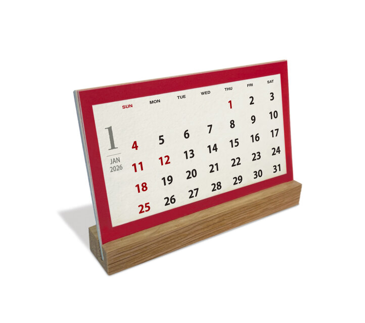 2026ミニ卓上カレンダー（名刺サイズ／木製スタンド付き