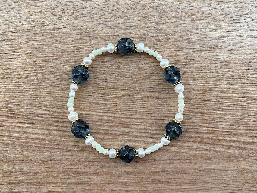 ビーズブレスレット No.142 ヴィンテージビーズ モンタナブルー