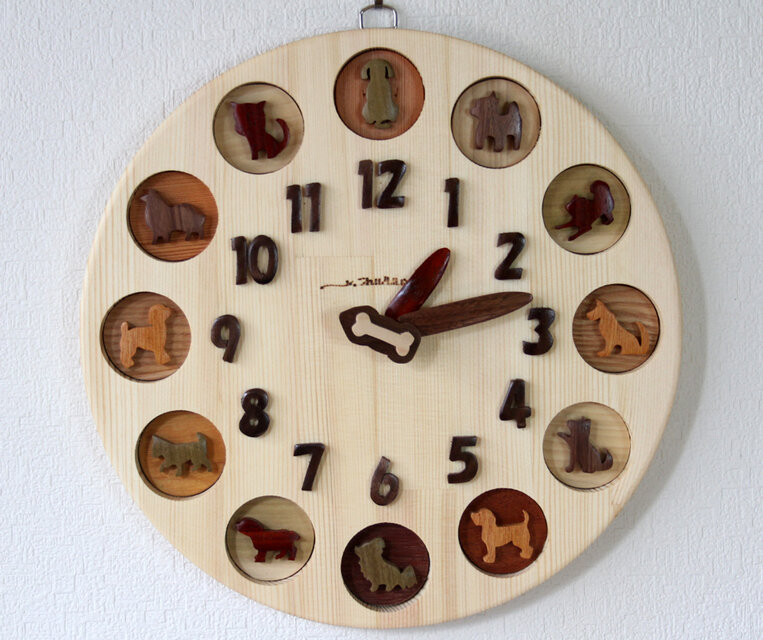 犬時計　30cm大型　＊受注製作（1週間）