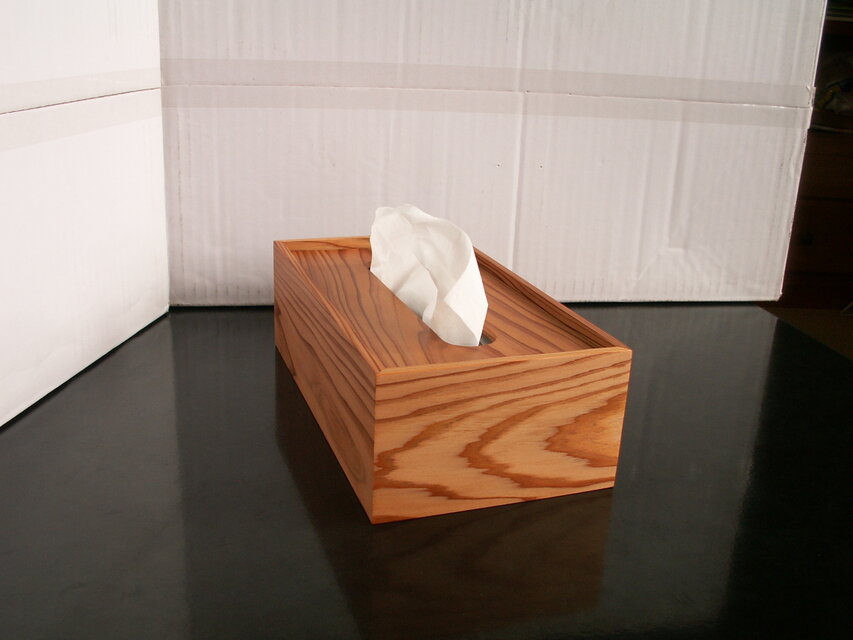 ●屋久杉　無垢　ティッシュケースカバー　ティッシュペーパーボックス　木製　K467