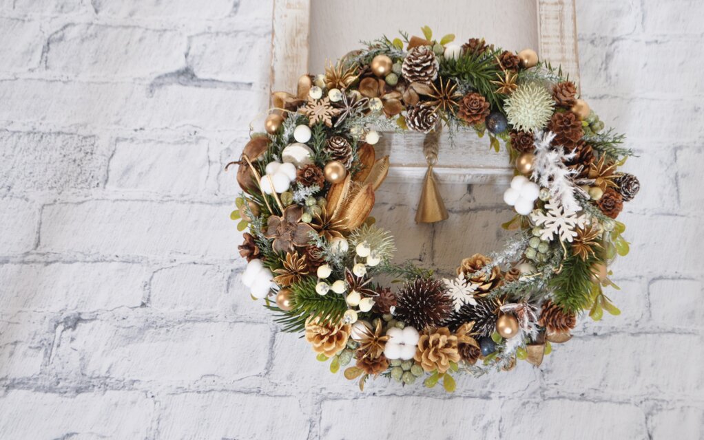 ミモザのスクエアリース 森の木の実のリース no.192