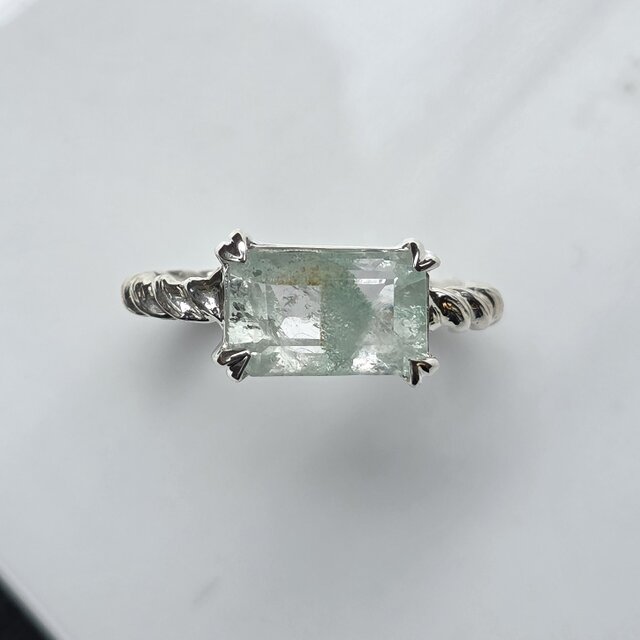 グリーンファントムクォーツ　LSQ7×10　愛しい鉱物　シルバーSV925リング