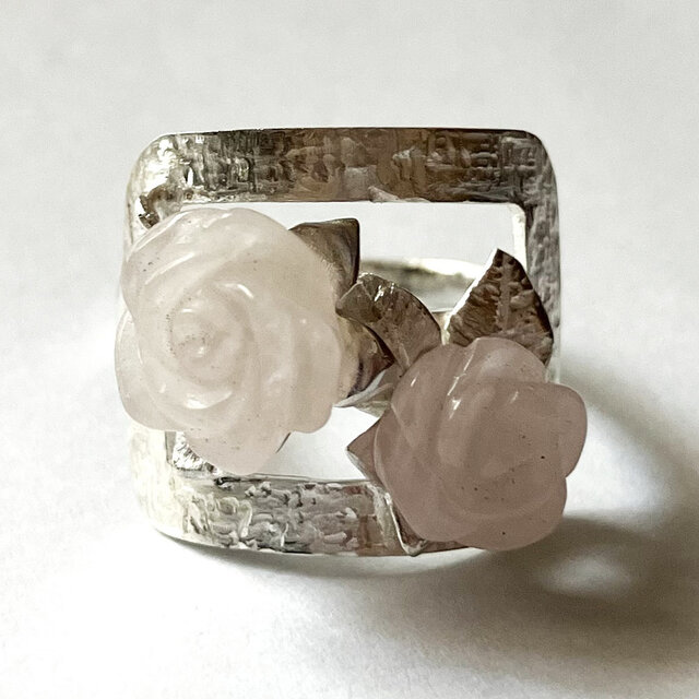 紅女　ROSEシルバーリング(ローズクォーツ　12号）