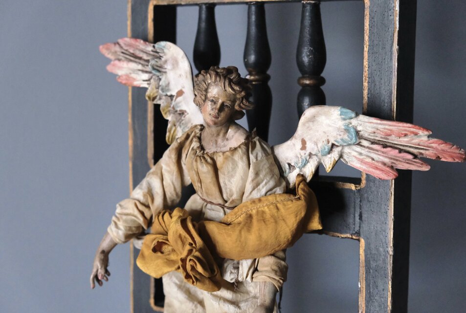 サントン人形　サントス　陶器　古道具　骨董 サントン人形 サントス 天使 アンティーク 0501707 | iichi 日々