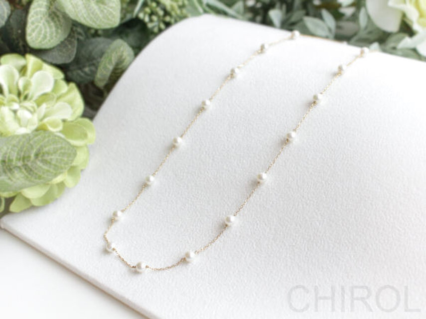 貝パール　ステーション ネックレス / サージカルステンレス(18KGP)