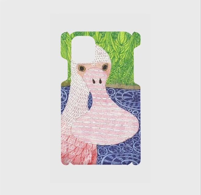 湖に映る微笑みのピンク｜ベニヘラサギ・クレアベニーの背面iPhoneケース